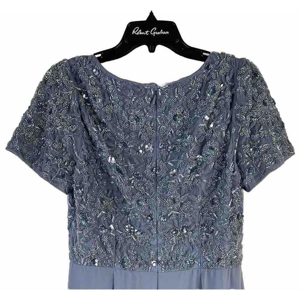 NWT Cameron Blake Womens Short Sleeve Blue Formal Full Length Dress Size Medium - Picture 8 of 9